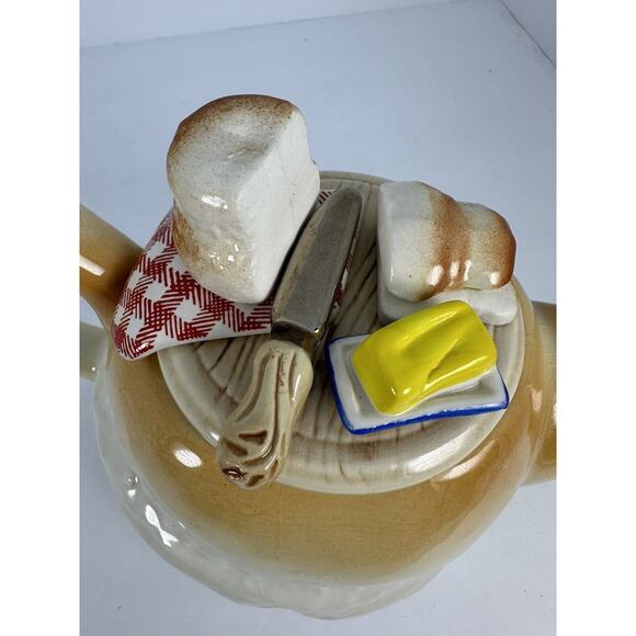 1987 England Sunshine Ceramics COTTAGE LOAF BREAD AND BUTTER TEAPOT with CRAZING - Picture 9 of 16